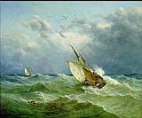 Unknown Lowestoft Trawler in Rough Weather painting